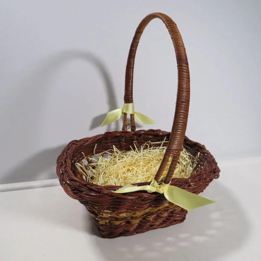 dark brown cane wicker basket Two Tone spring Easter Basket